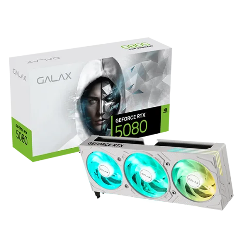 GALAX RTX 5080 EX Gamer White 1-Click OC 16GB GDDR7 Blackwell Graphics Card Triple Fan DLSS 4 ARGB - 58NZN6MDBZWH
