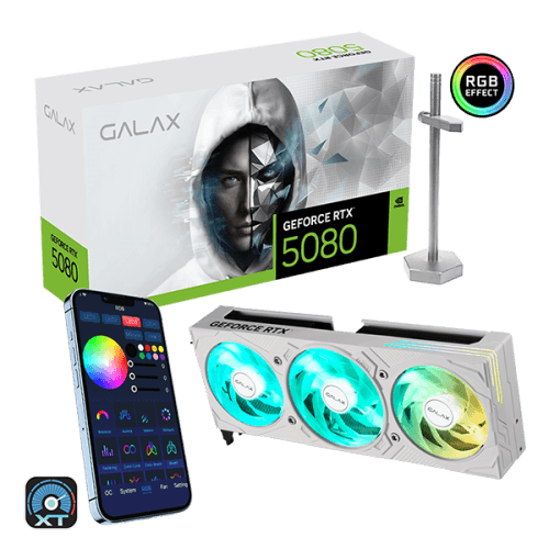 GALAX RTX 5080 EX Gamer White 1-Click OC 16GB GDDR7 Blackwell Graphics Card Triple Fan DLSS 4 ARGB - 58NZN6MDBZWH