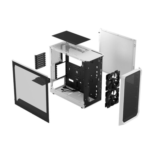 Fractal Design Focus 2 RGB White TG Clear Tint ATX Case RGB Fans - Focus 2 RGB White TG Clear Tint