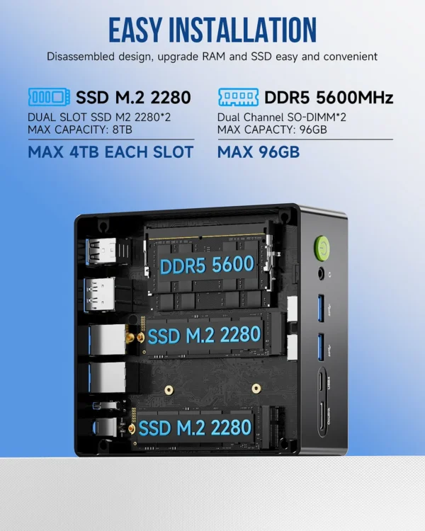 GMKtec NucBox K8 Plus Mini PC AMD Ryzen 7 8845HS 32GB DDR5 1TB SSD Windows 11 Pro - GMK-K8+/8845HS/32/1TB/BK