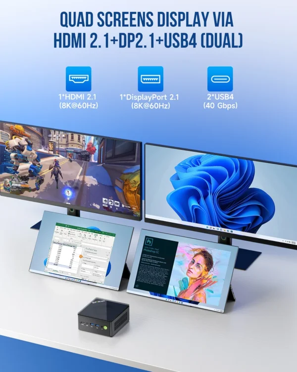 GMKtec NucBox K8 Plus Mini PC AMD Ryzen 7 8845HS 32GB DDR5 1TB SSD Windows 11 Pro - GMK-K8+/8845HS/32/1TB/BK