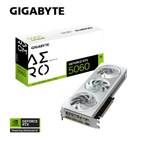 GIGABYTE RTX 5060 AERO OC 8GB GDDR7 Blackwell Graphics Card Dual Fan DLSS 4 - GV-N5060AERO-OC-8GD