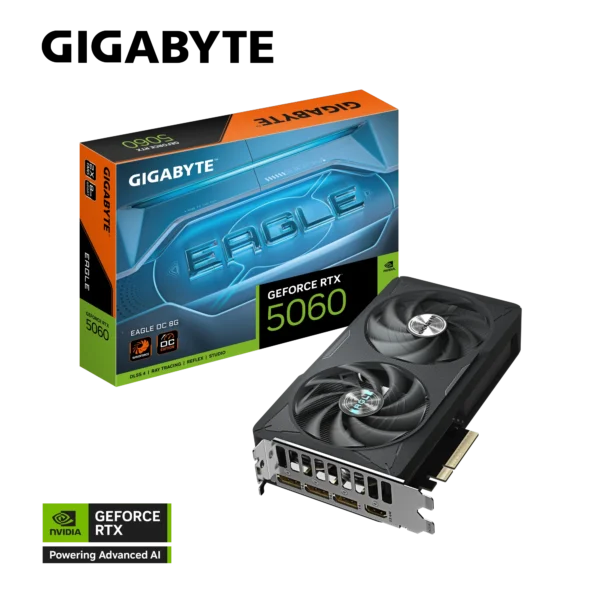 GV-N5060EAGLE-OC-8GD 2 GIGABYTE RTX 5060 EAGLE OC SFF 8GB GDDR7 Blackwell Graphics Card Dual Fan DLSS 4 - GV-N5060EAGLE-OC-8GD