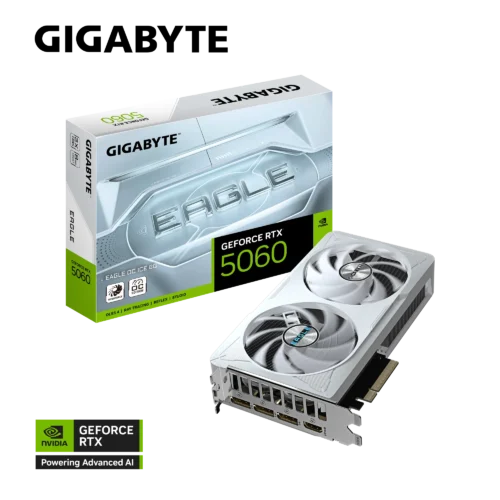 GIGABYTE RTX 5060 EAGLE OC ICE SFF 8GB GDDR7 Blackwell Graphics Card Dual Fan DLSS 4 - GV-N5060EAGLEOC-ICE-8GD