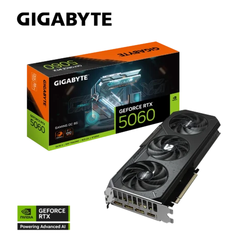 GIGABYTE RTX 5060 GAMING OC 8GB GDDR7 Blackwell Graphics Card Triple Fan DLSS 4 - GV-N5060GAMING-OC-8GD