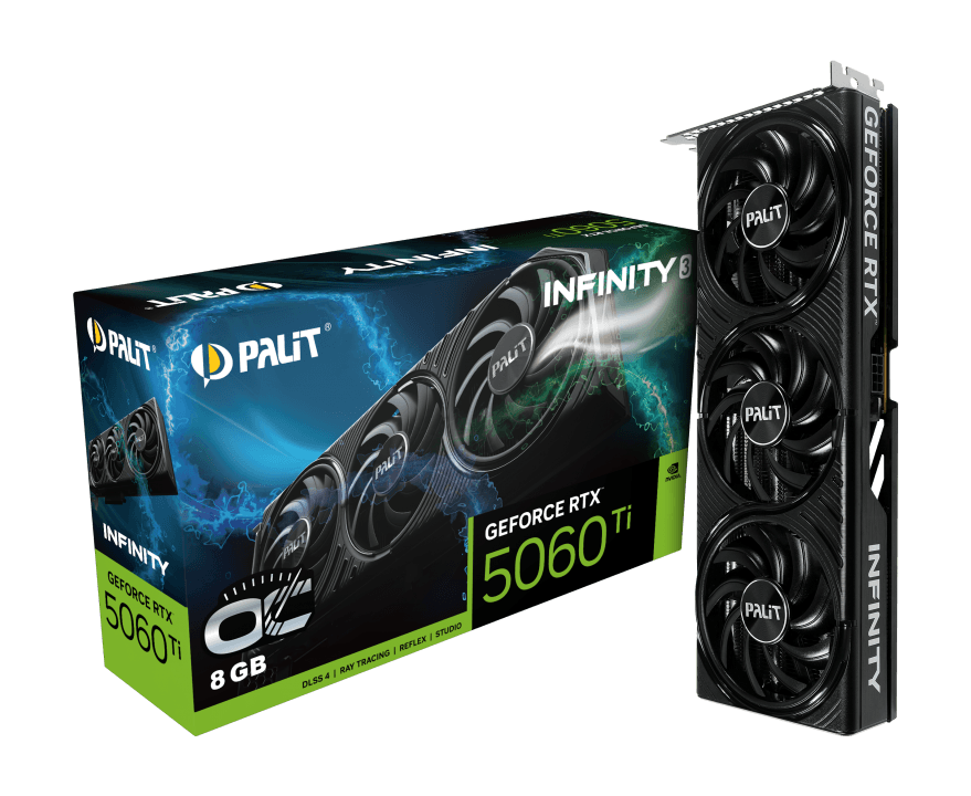 PALIT GeForce RTX 5060 Ti Infinity 3 8GB GDDR7 Blackwell Graphics Card Triple Fan DLSS 4 – NE7...