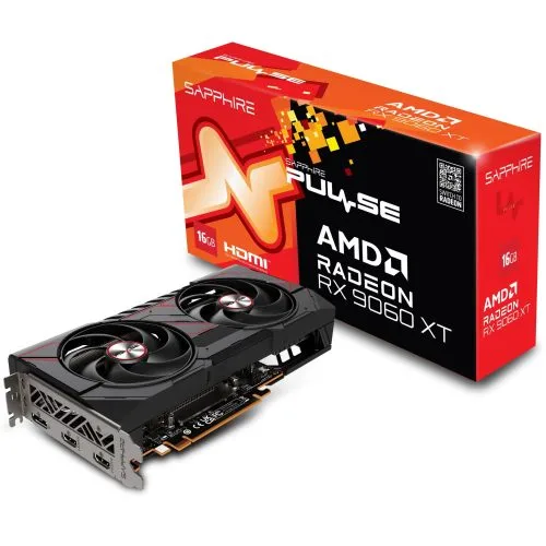 SAPPHIRE PULSE AMD Radeon RX 9060 XT 16GB GDDR6 Graphics Card with RDNA 4 Architecture and Dual-X Cooling - SPR-11350-03-20G