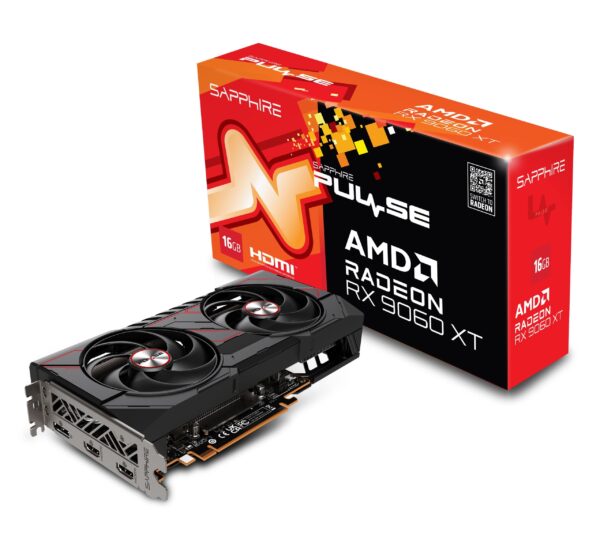 SAPPHIRE PULSE AMD Radeon RX 9060 XT 16GB GDDR6 Graphics Card with RDNA 4 Architecture and Dual-X Cooling - SPR-11350-03-20G
