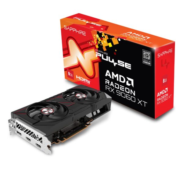 SAPPHIRE PULSE AMD Radeon RX 9060 XT 8GB GDDR6 Graphics Card with RDNA 4 Architecture and Dual-X Cooling - SPR-11350-04-20G