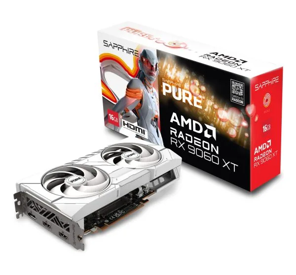 OLYMPUS DIGITAL CAMERA SAPPHIRE PURE AMD Radeon RX 9060 XT 16GB GDDR6 Graphics Card with RDNA 4 Architecture and Dual-X Cooling - SPR-11350-02-20G