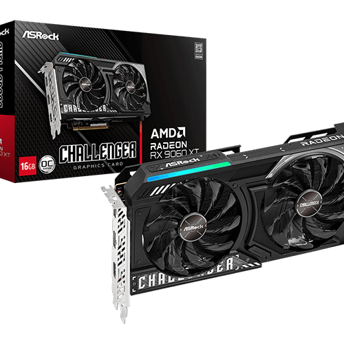 ASRock Radeon RX 9060 XT Challenger 16GB GDDR6 OC Graphics Card with RDNA 4 Architecture and Dual-Fan Cooling - RX9060XT CL 16GO