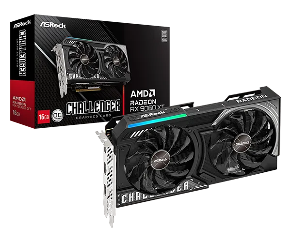 Radeon RX 9060 XT Challenger 16GB OC(M1) ASRock Radeon RX 9060 XT Challenger 16GB GDDR6 OC Graphics Card with RDNA 4 Architecture and Dual-Fan Cooling - RX9060XT CL 16GO