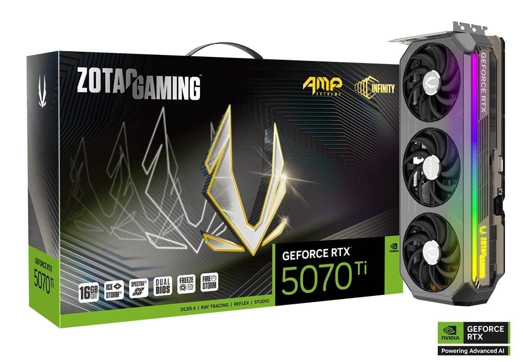 ZOTAC GAMING GeForce RTX 5070 Ti AMP Extreme INFINITY 16GB GDDR7 Graphics Card – ZT-B50710B-10...