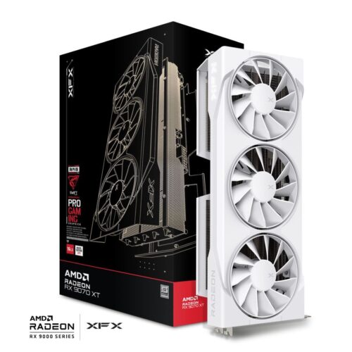 XFX Swift AMD Radeon RX 9070 XT White Triple Fan Gaming Edition Graphics Card 16GB GDDR6 2970MHz Boost RDNA 4 - RX-97TSWF3W9