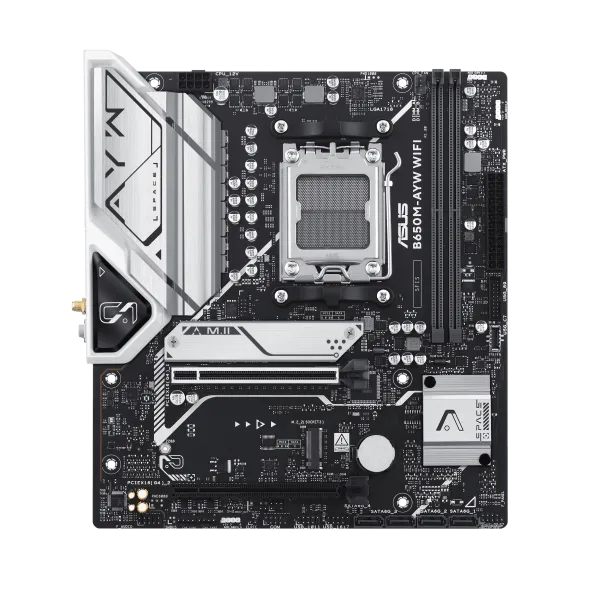 ASUS B650M-AYW WiFi AM5 Micro-ATX Motherboard with AMD B650 Chipset, DDR5 8000+(OC), PCIe 5.0 M.2, Wi-Fi 6, USB 10Gbps, Aura Sync - B650M-AYW WIFI