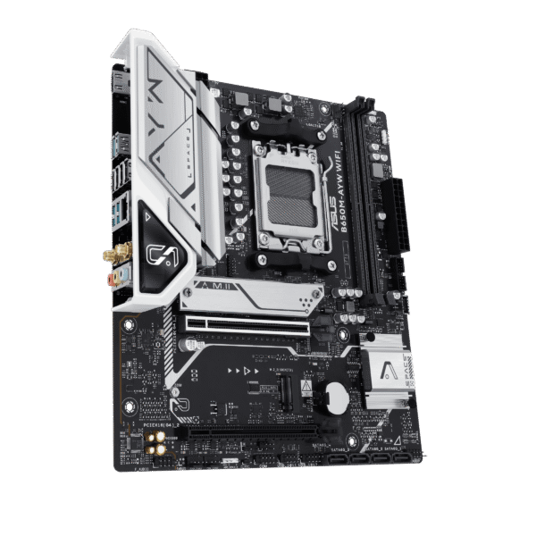 B650M-AYW WIFI 3 ASUS B650M-AYW WiFi AM5 Micro-ATX Motherboard with AMD B650 Chipset, DDR5 8000+(OC), PCIe 5.0 M.2, Wi-Fi 6, USB 10Gbps, Aura Sync - B650M-AYW WIFI