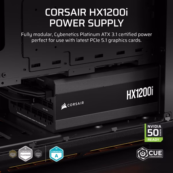 CS-CP-9020307-NA 2 Corsair HX1200i Fully Modular Ultra-Low Noise 1200W ATX Power Supply with 80 PLUS Platinum and PCIe 5.1 - CS-CP-9020307-NA