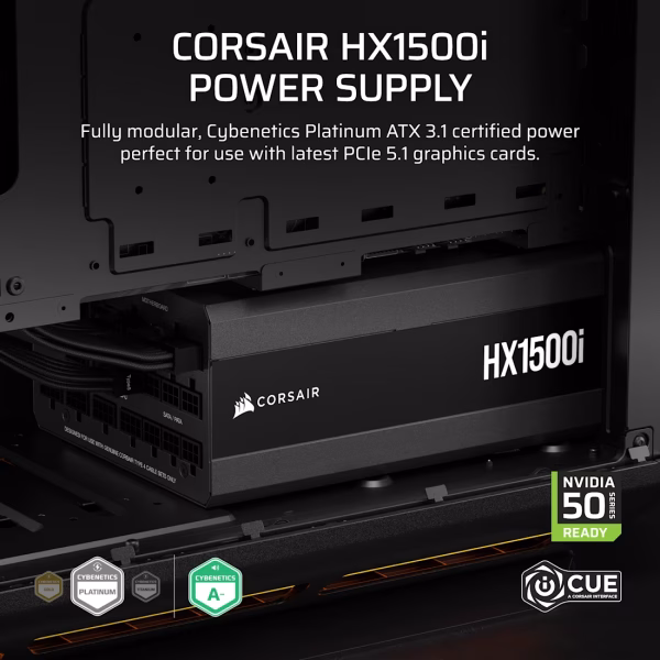 Corsair HX1500i Fully Modular Ultra-Low Noise 1500W ATX Power Supply with 80 PLUS Platinum and ATX 3.1 - CS-CP-9020309-NA
