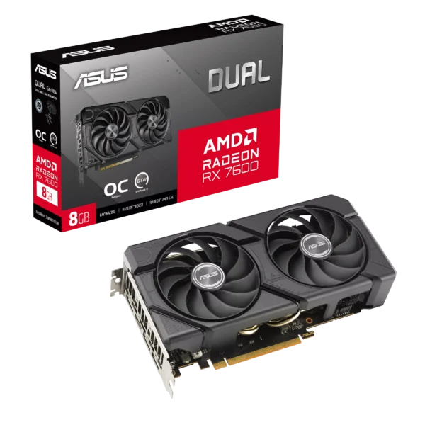 ASUS Dual Radeon RX 7600 EVO OC Edition 8GB GDDR6 Graphics Card with RDNA 3 Architecture and Dual-Fan Cooling - DUAL-RX7600-O8G-EVO