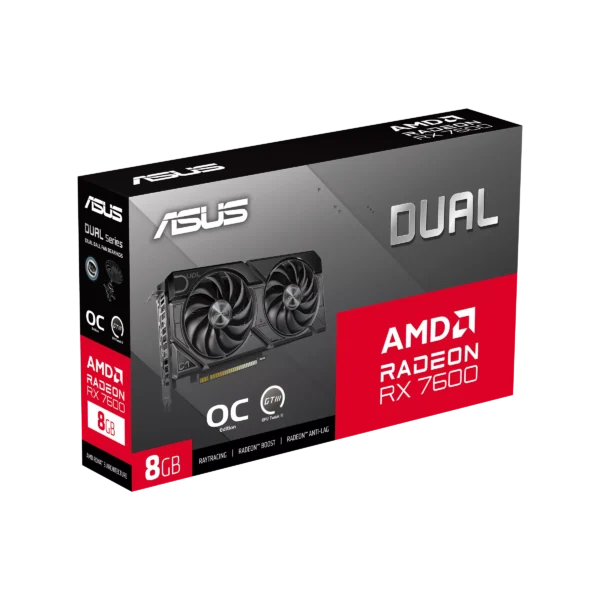 ASUS Dual Radeon RX 7600 EVO OC Edition 8GB GDDR6 Graphics Card with RDNA 3 Architecture and Dual-Fan Cooling - DUAL-RX7600-O8G-EVO
