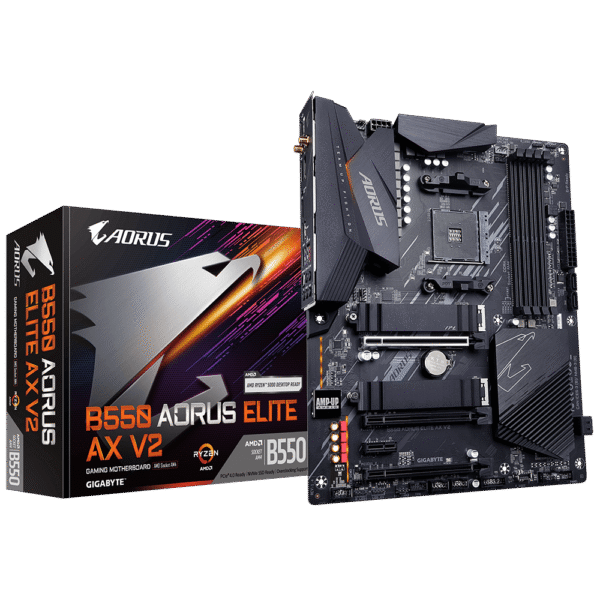 GIGABYTE B550 AORUS ELITE AX V2 ATX AM4 Motherboard with DDR4 4733MHz, PCIe 4.0, and Wi-Fi 6 - GA-B550-AORUS-ELITE-AX-V2