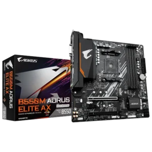 GIGABYTE B550M AORUS ELITE AX Micro ATX AM4 Motherboard with DDR4 4733MHz, PCIe 4.0, and Wi-Fi 6E - GA-B550M-AORUS-ELITE-AX