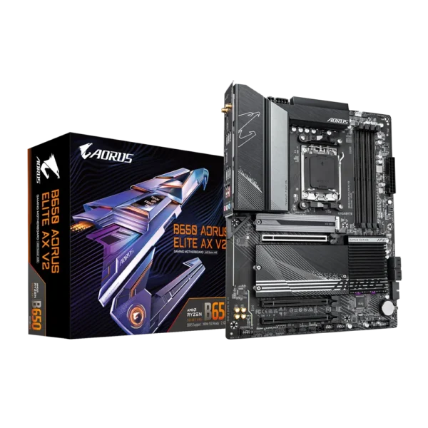 GIGABYTE B650 AORUS ELITE AX V2 ATX AM5 Motherboard with DDR5 8000MHz, PCIe 5.0 M.2, and Wi-Fi 6E - GA-B650-A-ELITE-AX-V2