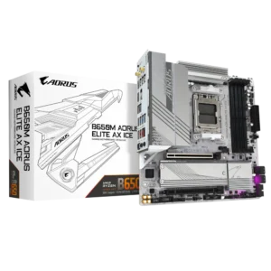 GA-B650M-A-ELITE-AX-ICE 1 GIGABYTE B650M AORUS ELITE AX ICE Micro ATX AM5 Motherboard with DDR5 8000MHz, PCIe 5.0 M.2, and Wi-Fi 6E - GA-B650M-A-ELITE-AX-ICE