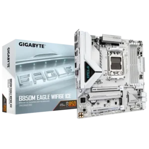 GA-B850M-EAGLE-WF6E-ICE 1 GIGABYTE B850M EAGLE WIFI6E ICE Micro ATX AM5 Motherboard with DDR5 8200MHz, PCIe 5.0, and Wi-Fi 6E - GA-B850M-EAGLE-WF6E-ICE