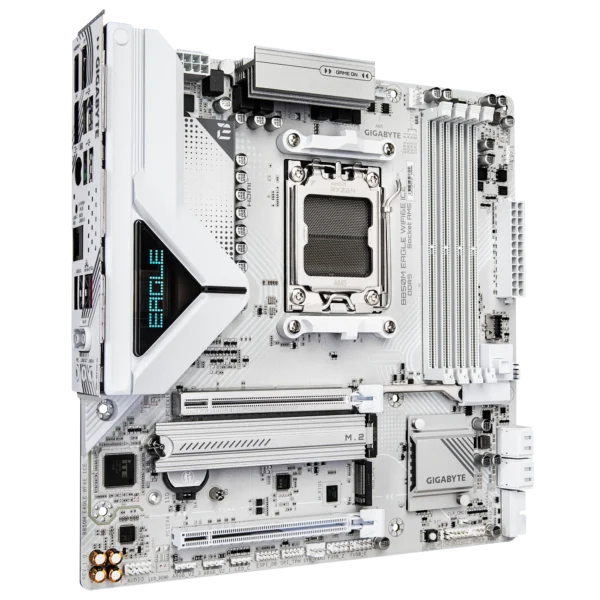 GIGABYTE B850M EAGLE WIFI6E ICE Micro ATX AM5 Motherboard with DDR5 8200MHz, PCIe 5.0, and Wi-Fi 6E - GA-B850M-EAGLE-WF6E-ICE