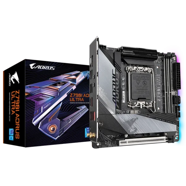 Gigabyte Z790I AORUS ULTRA Mini-ITX Motherboard, LGA1700, DDR5 8000(O.C.), PCIe 5.0, Wi-Fi 6E, USB-C 3.2 Gen 2x2, Q-Flash Plus - GA-Z790I-AORUS-ULTRA