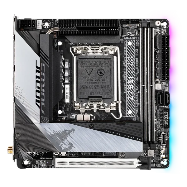 Gigabyte Z790I AORUS ULTRA Mini-ITX Motherboard, LGA1700, DDR5 8000(O.C.), PCIe 5.0, Wi-Fi 6E, USB-C 3.2 Gen 2x2, Q-Flash Plus - GA-Z790I-AORUS-ULTRA
