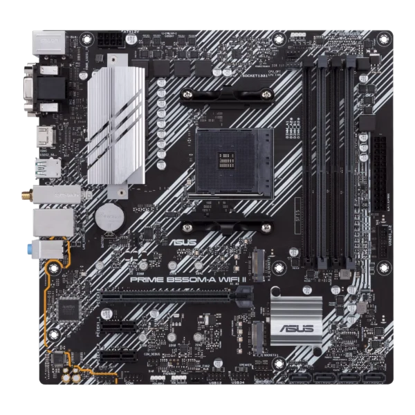 ASUS Prime B550M-A WiFi II AM4 Micro ATX Motherboard with AMD B550 Chipset, DDR4 4866(O.C.), PCIe 4.0, Wi-Fi 6, AURA Sync - PRIME B550M-A WIFI II