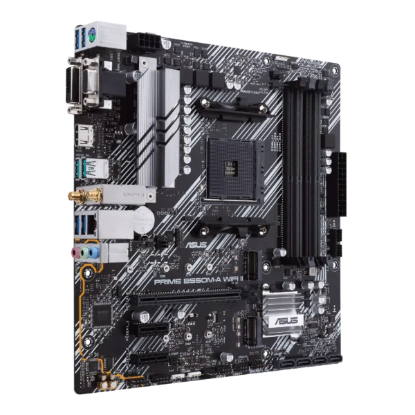 ASUS Prime B550M-A WiFi II AM4 Micro ATX Motherboard with AMD B550 Chipset, DDR4 4866(O.C.), PCIe 4.0, Wi-Fi 6, AURA Sync - PRIME B550M-A WIFI II