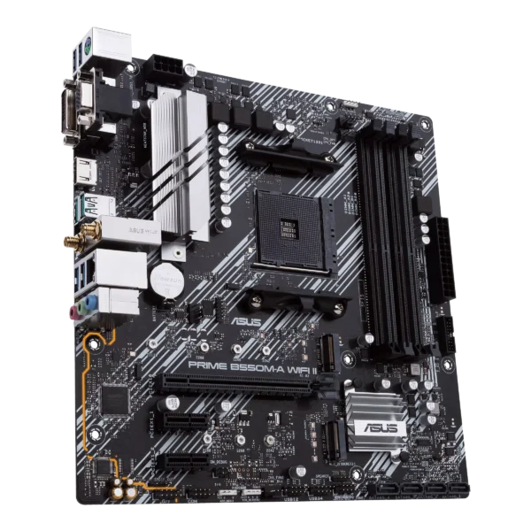 ASUS Prime B550M-A WiFi II AM4 Micro ATX Motherboard with AMD B550 Chipset, DDR4 4866(O.C.), PCIe 4.0, Wi-Fi 6, AURA Sync - PRIME B550M-A WIFI II