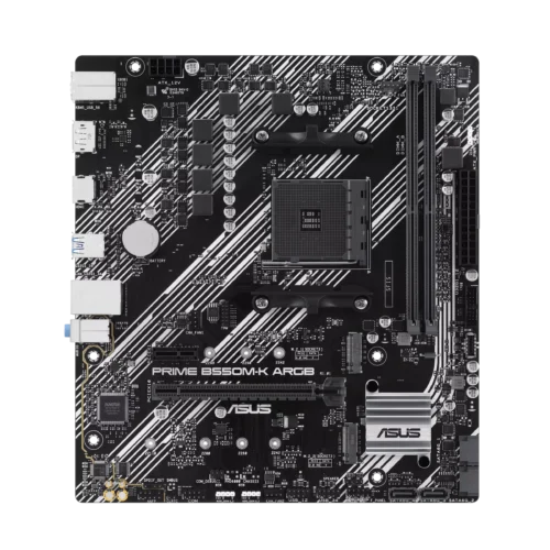ASUS PRIME B550M-K ARGB AM4 Micro ATX Motherboard with AMD B550 Chipset, DDR4 5100(O.C.), PCIe 4.0, Aura Sync ARGB - PRIME B550M-K ARGB