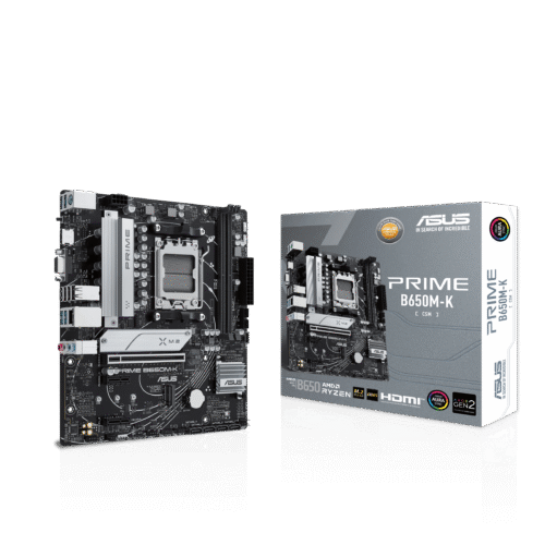 ASUS PRIME B650M-K AM5 Micro ATX Motherboard with AMD B650 Chipset, DDR5 8000+(OC), PCIe 5.0 M.2, 2.5Gb Ethernet, Aura Sync - PRIME B650M-K
