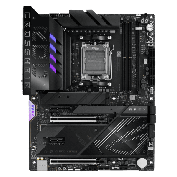 ROG CROSSHAIR X870E APEX 1 ASUS ROG Crosshair X870E Apex AM5 ATX Motherboard with AMD X870E Chipset, DDR5 9600+(OC), PCIe 5.0, Wi-Fi 7, USB4, Aura Sync - ROG CROSSHAIR X870E APEX