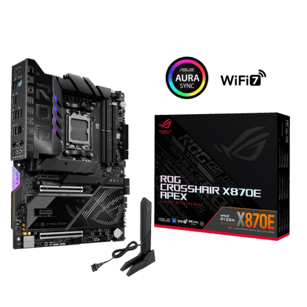 ROG CROSSHAIR X870E APEX 14 ASUS ROG Crosshair X870E Apex AM5 ATX Motherboard with AMD X870E Chipset, DDR5 9600+(OC), PCIe 5.0, Wi-Fi 7, USB4, Aura Sync - ROG CROSSHAIR X870E APEX