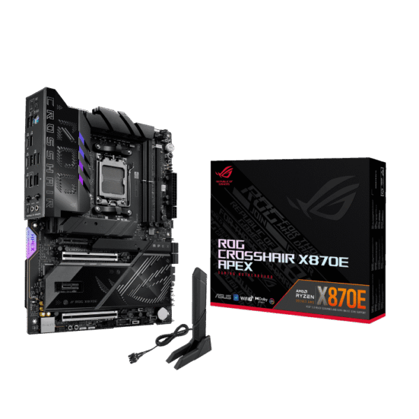 ROG CROSSHAIR X870E APEX 15 ASUS ROG Crosshair X870E Apex AM5 ATX Motherboard with AMD X870E Chipset, DDR5 9600+(OC), PCIe 5.0, Wi-Fi 7, USB4, Aura Sync - ROG CROSSHAIR X870E APEX