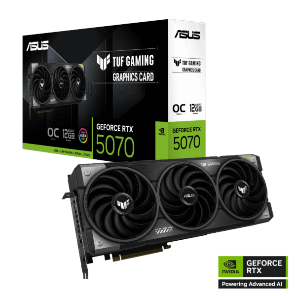 ASUS TUF Gaming GeForce RTX 5070 OC Edition 12GB GDDR7 Graphics Card with Blackwell Architecture and Triple-Fan Cooling - TUF-RTX5070-O12G-GAMING