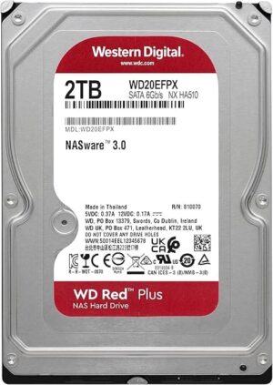 Western Digital Red Plus 3.5″ 2TB SATA HDD For NAS Hard Disk Drive - WD20EFPX