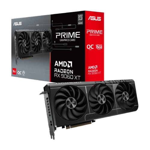 ASUS Prime Radeon RX 9060 XT 16GB GDDR6 OC Edition Graphics Card, PCIe 5.0, 3330 MHz Boost, RDNA 4, Axial-tech Fans, 2.5-Slot, FSR 4 - PRIME-RX9060XT-O16G