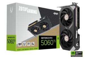 ZOTAC GAMING GeForce RTX 5060 Ti 16GB AMP Graphics Card, 16GB GDDR7, DLSS 4, PCIe 5.0, IceStorm 2.0 Cooling, SFF-Ready, White LED - ZT-B50620F-10M