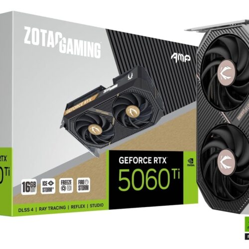 ZOTAC GAMING GeForce RTX 5060 Ti 16GB AMP Graphics Card, 16GB GDDR7, DLSS 4, PCIe 5.0, IceStorm 2.0 Cooling, SFF-Ready, White LED - ZT-B50620F-10M