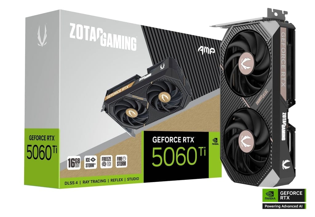 ZOTAC GAMING GeForce RTX 5060 Ti 16GB AMP Graphics Card, 16GB GDDR7, DLSS 4, PCIe 5.0, IceStorm 2.0 ...