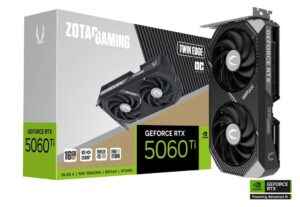ZOTAC GAMING GeForce RTX 5060 Ti 16GB Twin Edge OC Graphics Card, 16GB GDDR7, DLSS 4, PCIe 5.0, IceStorm 2.0 Cooling, SFF-Ready - ZT-B50620H-10M
