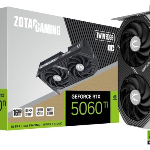 ZOTAC GAMING GeForce RTX 5060 Ti 16GB Twin Edge OC Graphics Card, 16GB GDDR7, DLSS 4, PCIe 5.0, IceStorm 2.0 Cooling, SFF-Ready - ZT-B50620H-10M
