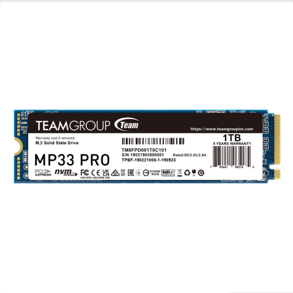 TEAMGROUP MP33 PRO SSD M.2 NVMe Gen3 1TB - TM8FPD001T0C101