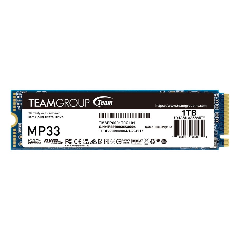 TEAMGROUP MP33 SSD M.2 NVMe Gen3 1TB – TM8FP6001T0C101...